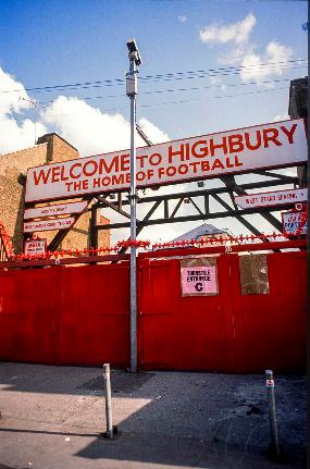 The Gillespie Road entrance to Highbury, also known as Arsenal Stadium, home of Arsenal Football Club. April 1992. 